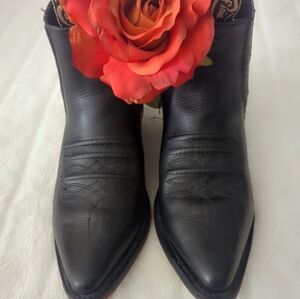 Black Leather Cowboy 🤠 Ankle Boots